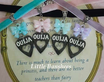 small Ouija choker necklace with bows pastel goth kawaii punk lolita velvet ribbon