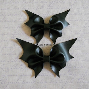 faux leather bat wings hair bow black gothic lolita pastel goth
