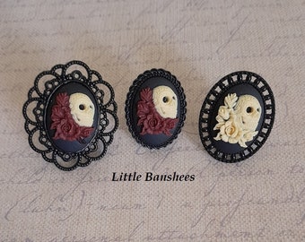 skeleton skull flowers cameo ring gothic lolita day of the dead sugar skulls