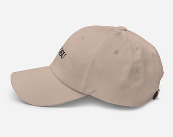 NOBU Embroidered Dad Hat: Beige Cotton Twill Baseball Cap - Etsy