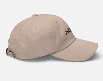 NOBU Embroidered Dad Hat: Beige Cotton Twill Baseball Cap - Etsy