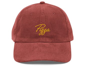 Pizza Embroidered Corduroy Hat: Ironic Foodie Fashion