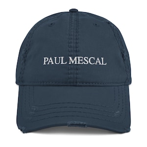 Paul Mescal Embroidered Hat: Distressed Navy Dad Cap, Normal People Merch