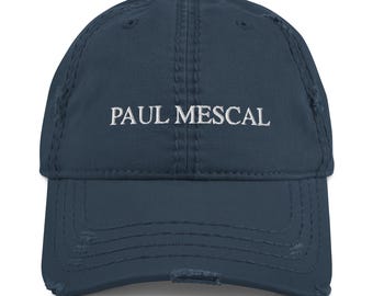 Paul Mescal Embroidered Hat: Distressed Navy Dad Cap, Normal People Merch