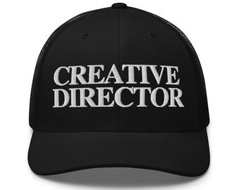 Creative Director Embroidered Trucker Hat – Black Mesh Cap