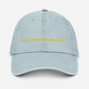 Good Morning Embroidered Dad Hat: Light Blue Cotton Cap