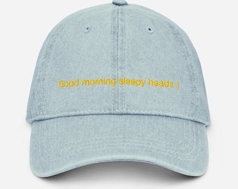 Good Morning Embroidered Dad Hat: Light Blue Cotton Cap