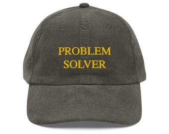 Olive Corduroy Dad Hat: Embroidered Problem Solver Cap