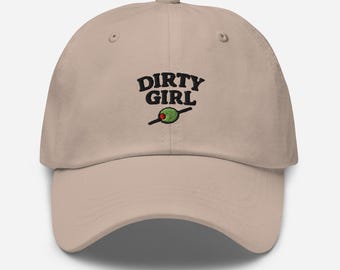 Sombrero Martini Dirty Girl: Gorra de papá color oliva bordada