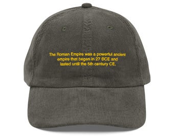 Roman Empire Embroidered Corduroy Dad Hat: TikTok Viral Baseball Cap