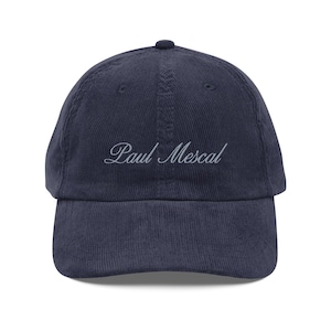 Paul Mescal Embroidered Corduroy Hat – Navy Fan Cap, Sad Girl Merch, A24 Aesthetic, Normal People Inspired, Customisable Gift
