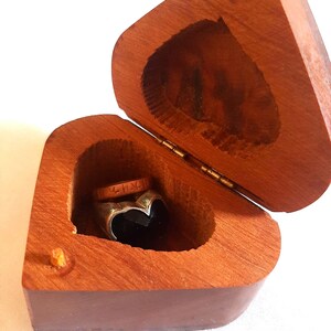 Handcrafted Wooden Ring Box: Heart Shaped Lid, Rustic Jewelry Storage