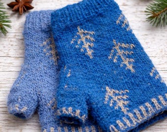 Patrón de punto para guantes Hygge, guantes sin dedos estilo Fair Isle escandinavo (descarga en PDF)