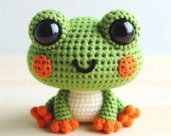 Patrón de ganchillo PDF para amigurumi de rana / Juguete de peluche para principiantes (Descarga digital)