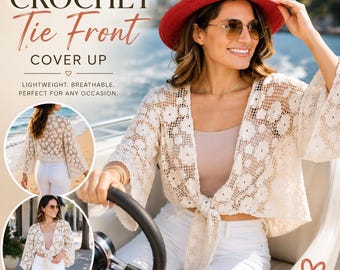 Patrón de cárdigan de ganchillo Daisy Fields / Chaqueta estilo boho con lazo frontal (descarga en PDF)