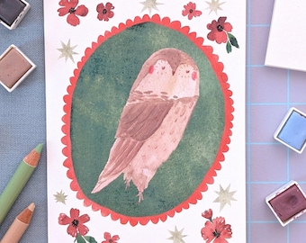 Kartka okolicznościowa „Mała Sowa” – urocza ilustrowana kartka na wyjątkowe chwile, format A6, w zestawie koperta