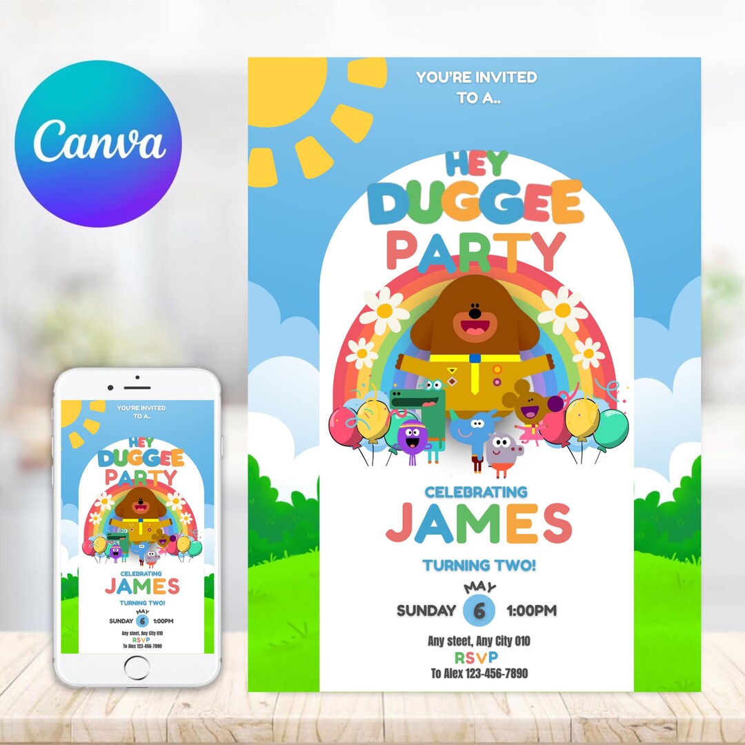 Hey Duggee Birthday Invitation Editable Hey Duggee Party Invite 