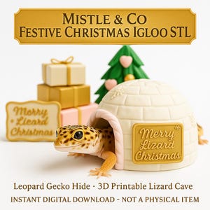 Leopard Gecko Cave STL | Scalable Reptile Igloo hide | Festive 3D Printable Lizard House