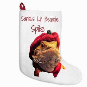 Bearded Dragon Christmas Stocking -Bearded Dragon Decor, Beardie Mom Gift, Bearded Dragon Christmas Costume Style, Reptile Lover Stocking