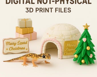 Grotta di Natale del drago barbuto STL – Nascondiglio festivo della lucertola – File di stampa 3D della casa igloo del rettile