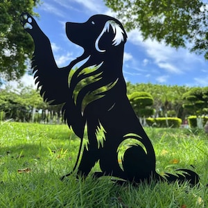 Golden Retriever High Five, Golden Retriever Metal Garden Stake, Dog Memorial, Gift for Dog Lovers