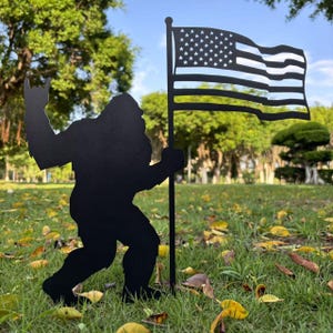 Bigfoot American flag, Sasquatch, Yeti, Bigfoot Metal, Bigfoot Garden Stakes, Garden Art