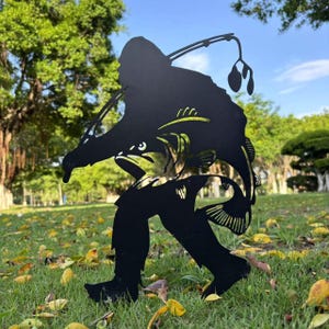 Bigfoot Fishing, Sasquatch, Yeti, Bigfoot Metal, Bigfoot Garden Stakes, Garden Art