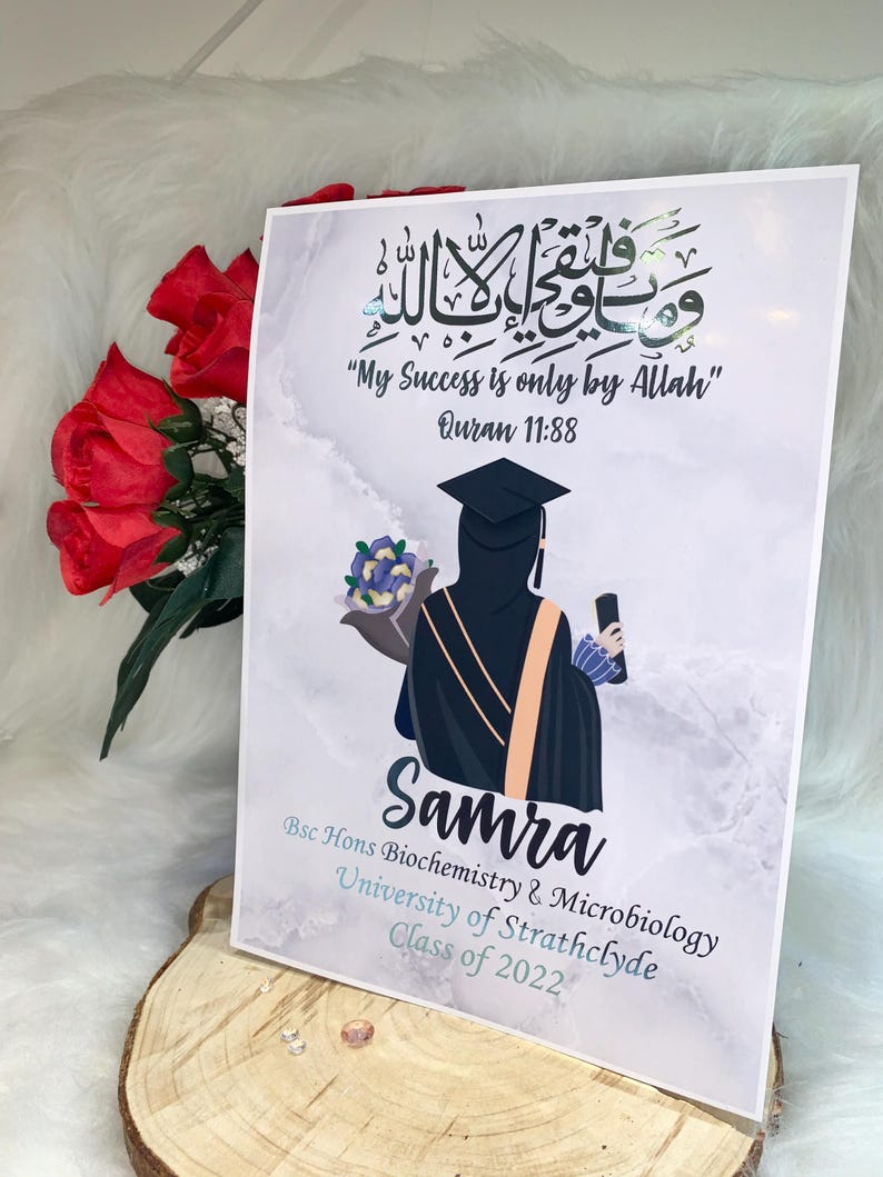 A4,A5,A6 Personalized Arabic Calligraphy Graduation Print for Hijab ...