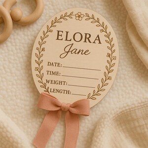 Cartello per l'annuncio del nome dell'ospedale, fiocco per il baby shower, bambina "Ciao mondo", "È qui", accessorio per foto, biglietti per il mese della bambina, bambino "Ciao mondo"