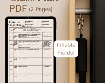 Pilates-Unterrichtsplaner PDF ausfüllbare Felder