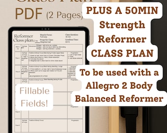 Allegro 2 Reformer Class Plan Template | Pilates Full Body Workout | Downloadable PDF