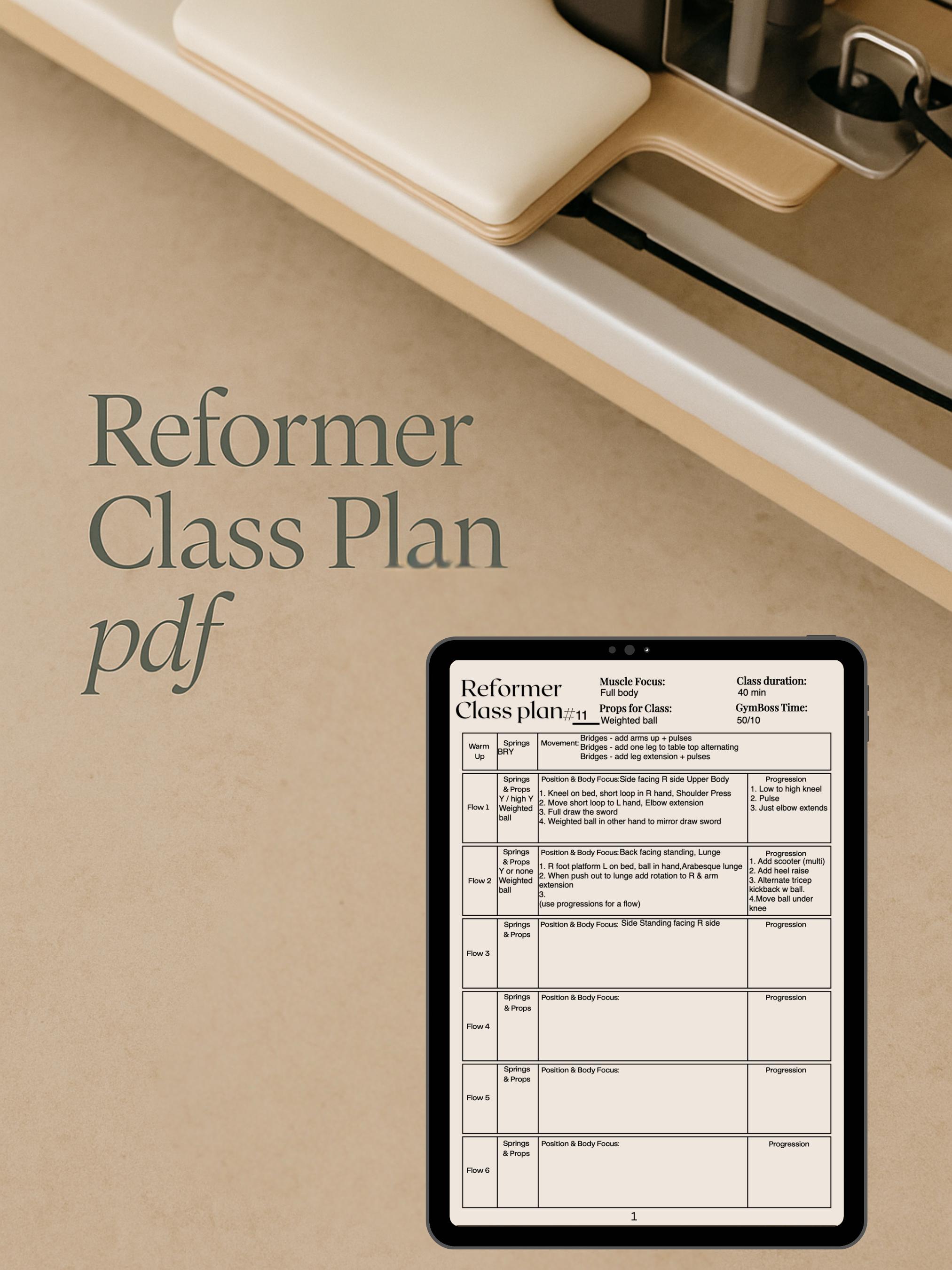 Pilates Class Planner Reformer Template PDF Fillable Fields - Etsy