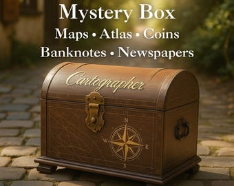 Caixa Misteriosa Histórica | Mapas Antigos, Atlas, Moedas, Notas Bancárias | O Presente Perfeito para Amantes da História! Itens Autênticos e de Colecionador