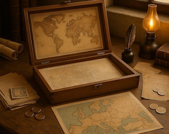 Pacote Misterioso com 3 Mapas Antigos Autênticos (Séculos XIX-XX) | Primeira e Segunda Guerra Mundial, Napoleão, Campos de Batalha Militares | Coleção de Mapas Geográficos Vintage