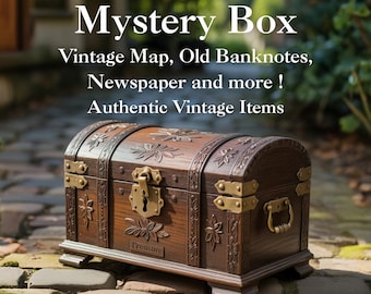 Caixa Misteriosa Histórica | 1 Mapa Antigo + 5 Notas Antigas + Itens Bônus | O Presente Perfeito para Amantes da História! Autêntica, Única, de Colecionador