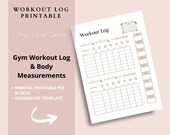 Workout Log Printable | Fitness Tracker with Body Measurements (8.5x11 PDF Download)