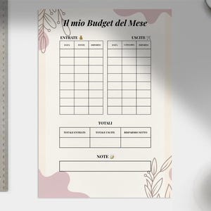 Planner Entrate e Uscite Mensili PDF | Budget Planner Stampabile A4 | 5 Fantasie Diverse | Organizzazione Finanze | Download Digitale