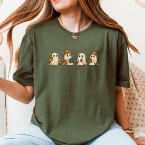 Halloween Garden Ghost Shirt - Cute Ghost T-shirt - Autumn Ghost Group - Gift for Halloween, Girlfriend, Women, Cute Women Outfit