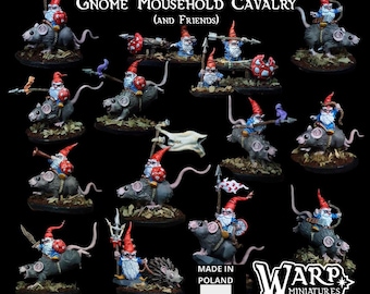 Gnome Mousehold Cavalry - monopose models for tabletop games