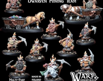 Dwarven Mining Team - modular miniatures for tabletop games