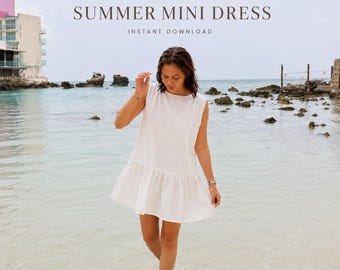 Babydoll Dress Sewing Pattern, Loose Fit, Summer Linen Style (PDF Download)