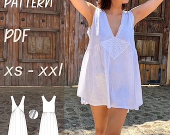 Patron de robe en lin PDF | Couture facile | téléchargement immédiat | xs - xxl