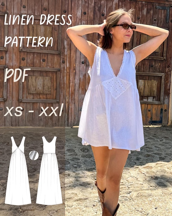 Linen Dress Pattern PDF | Easy sewing | instant download | xs - xxl