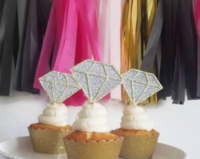 Diamond cupcake toppers, engagement ring cupcake toppers,Bachelorette cupcake toppers,bride tribe cupcake picks,Bach and Boujee bachelorette