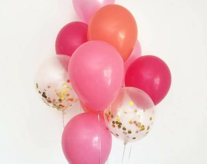 Confetti balloon set,balloon bouquet,confetti balloon bouquet,pink balloon set,pink party balloons,birthday decor,bridal shower,baby shower