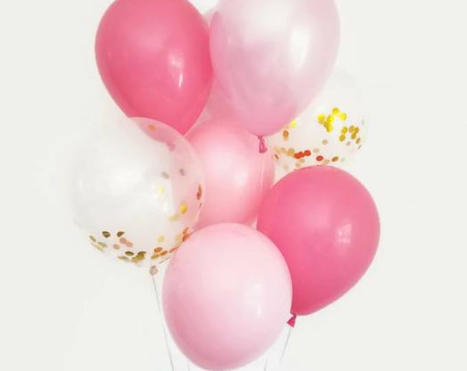 Confetti balloon set,balloon bouquet,confetti balloon bouquet,pink balloon set,pink party balloons,birthday decor,bridal shower,pink balloon