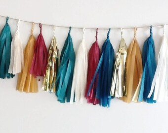 Tassel Garland ,The Cherokee Tassel,camping garland,tissue paper garland,picnic garland, tissue paper garland, fringe garland,indian summer