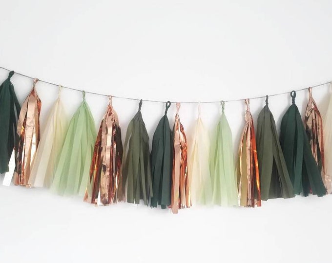 Tissue paper tassel,Tassel Garland,eucalyptus wedding, eucalyptus decorations,green Tassel Garland,bridal shower, eucalyptus,natural decor