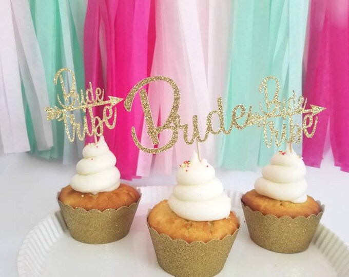 Bride tribe cupcake toppers,bride tribe cupcake pucks,gold bride tribe cupcake pucks, bachelorette cupcake toppers,bride tribe bachelorette