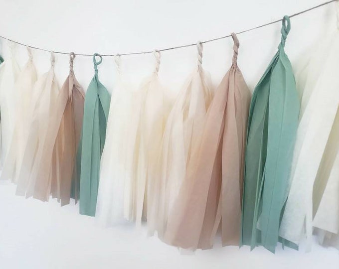 Tissue paper tassel Garland,  Tassel garland,boho tassel garland,nude tassel Garland, bridal shower,baby shower,boho decorations,bachelorett